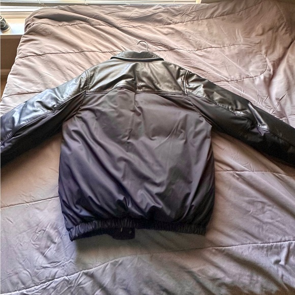 $799 Calvin Klein Studio Nappa Cow Leather Jacket Bomber Puffer M Vulcan Rare - Picture 3 of 4